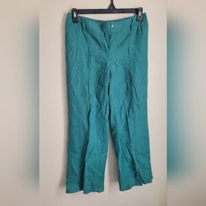 Style Co Womens 6P Teal Linen Pants Crease Classic Old Money Clean Sporty